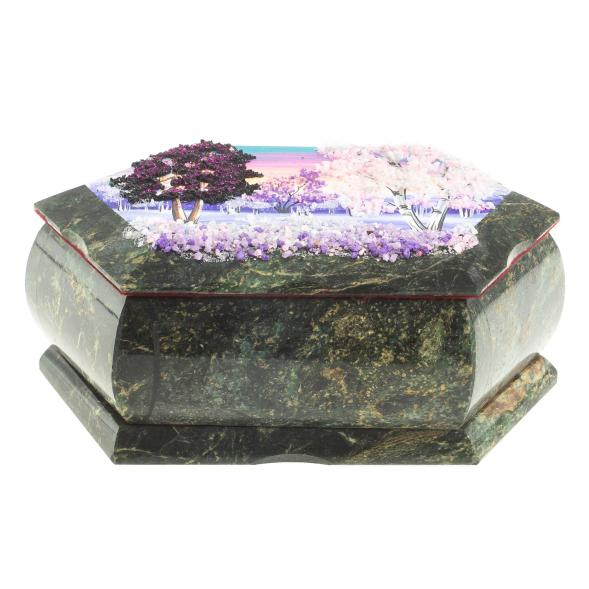 Шкатулка с рисунком &amp;quot;Зимний пейзаж&amp;quot; змеевик 17х10,5х7 см 119729