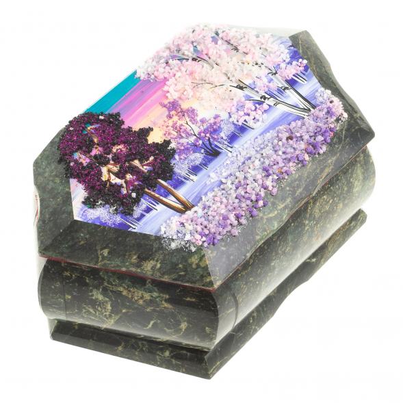 Шкатулка с рисунком &amp;quot;Зимний пейзаж&amp;quot; змеевик 17х10,5х7 см 119729