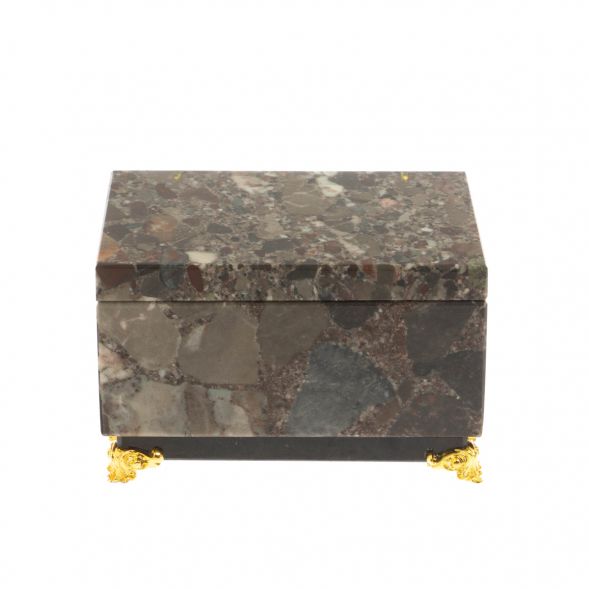 Шкатулка из камня конгломерат 10х6,5х6,5 см 129053