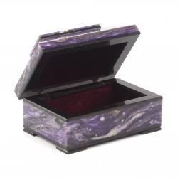 Ларец из камня чароит &amp;quot;Очарование&amp;quot; 9х6х9 см