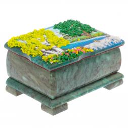 Шкатулка с расписной крышкой Лето 13,5х10х8 см