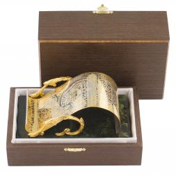 Подставка для телефона &amp;quot;Герб России&amp;quot; камень нефрит в подарочной коробке Златоуст