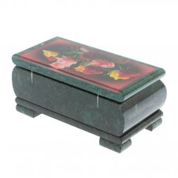 Шкатулка &amp;quot;Букет роз&amp;quot; из змеевика 16х8х7,5 см