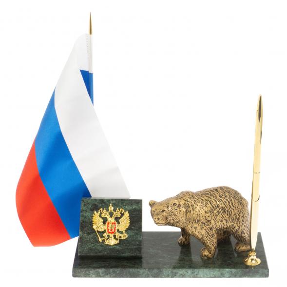 Флагшток с ручкой &amp;quot;Медведь&amp;quot; из змеевика 129630