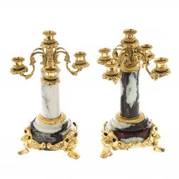 Бронзовые канделябры &amp;quot;Барокко&amp;quot; камень мрамор 5 свечей пара