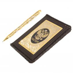 Подарочный набор &amp;quot;Документы&amp;quot; обложка для паспорта и ручка Златоуст