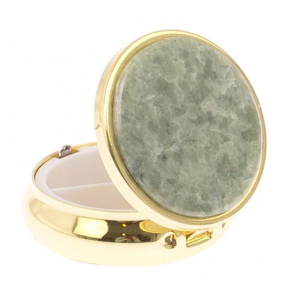 Таблетница на 3 отсека камень жадеит цвет золото 125532