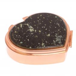 Таблетница &amp;quot;Сердце&amp;quot; на 3 отделения камень мусковит, цвет красное золото