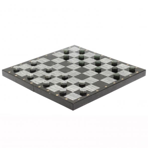 Шахматный набор 3 в 1 серый мрамор, гранит с гравировкой 127043