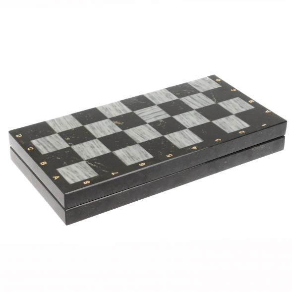 Шахматный набор 3 в 1 серый мрамор, гранит с гравировкой 127043