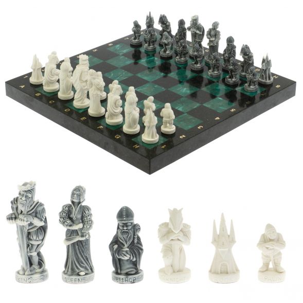 Шахматы &amp;quot;Средневековье&amp;quot; шабровский змеевик 40х40 см 129362