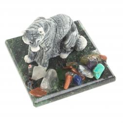 Сувенир фигурка "Амурский тигр" из змеевика и мрамолита 5х5х4 см