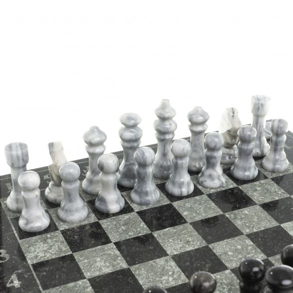 Шахматы с гравировкой &amp;quot;Турнирные&amp;quot; доска 36х36 см мрамор змеевик 123805