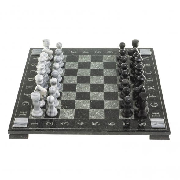 Шахматы с гравировкой &amp;quot;Турнирные&amp;quot; доска 36х36 см мрамор змеевик 123805