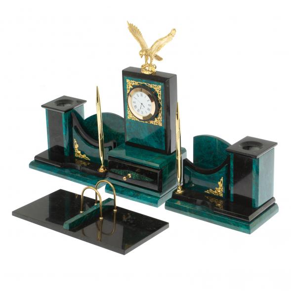 Настольный набор &amp;quot;Горный орел&amp;quot; змеевик темно-зеленый 124561