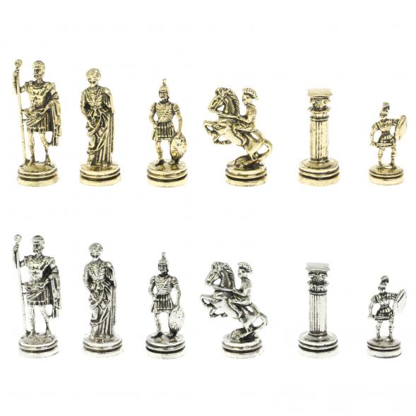 Шахматный набор &amp;quot;Римляне&amp;quot; доска 28х28 см змеевик, лемезит фигуры цвет золото-серебро 124854