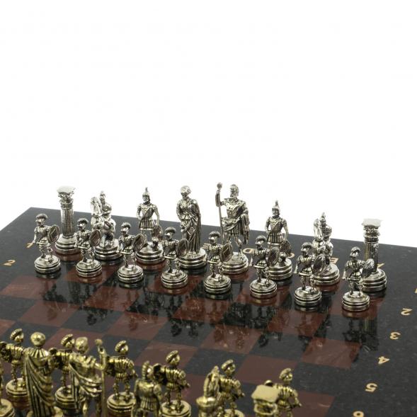 Шахматный набор &amp;quot;Римляне&amp;quot; доска 28х28 см змеевик, лемезит фигуры цвет золото-серебро 124854