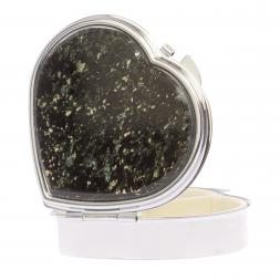 Таблетница &amp;quot;Сердце&amp;quot; на 3 отделения камень мусковит, цвет серебро