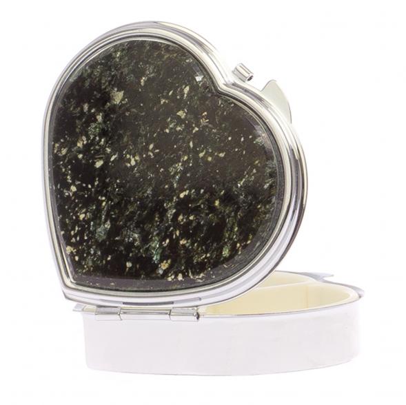 Таблетница &amp;quot;Сердце&amp;quot; на 3 отделения камень мусковит, цвет серебро 125682