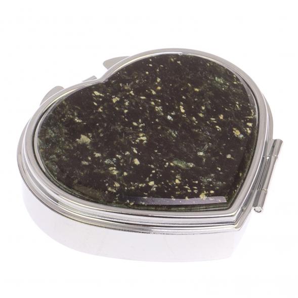 Таблетница &amp;quot;Сердце&amp;quot; на 3 отделения камень мусковит, цвет серебро 125682