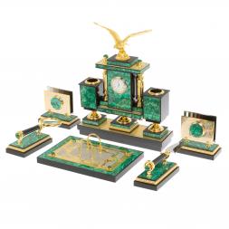 Настольный прибор &amp;quot;Орел&amp;quot; из малахита Златоуст