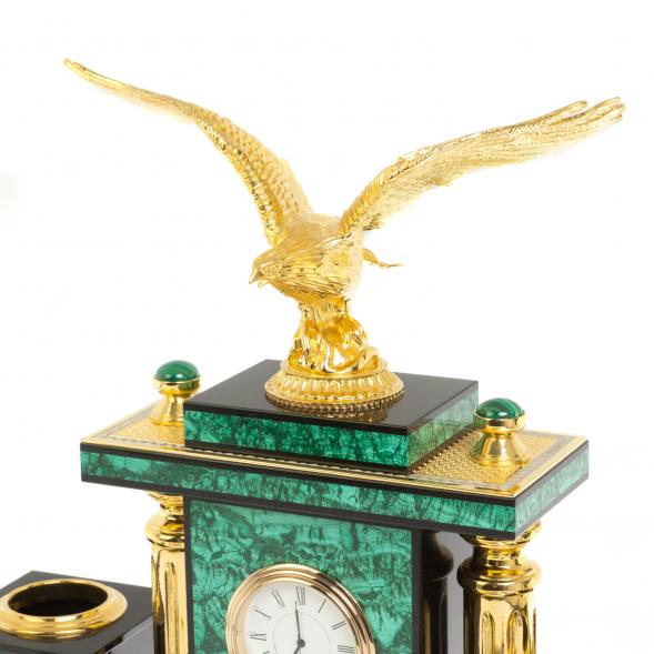 Настольный прибор &amp;quot;Орел&amp;quot; из малахита Златоуст 117886