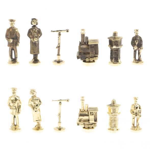 Шахматы &amp;quot;Железнодорожники&amp;quot; из мрамора и лемезита 40х40 см, фигуры бронза 127599