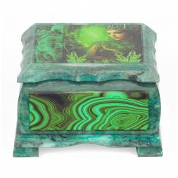 Шкатулка Хозяйка медной горы с иллюстрацией под малахит н1 13х10х7,5 см