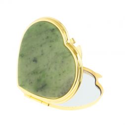 Зеркало карманное &amp;quot;Сердце&amp;quot; из нефрита цвет золото