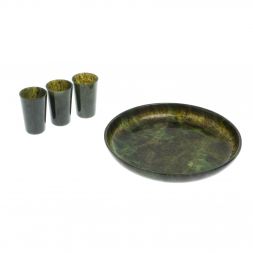 Водочный набор из нефрита 3 стопки на подносе