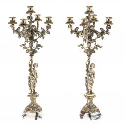 Канделябры "Диана" 10 свечей бронза мрамор (пара)