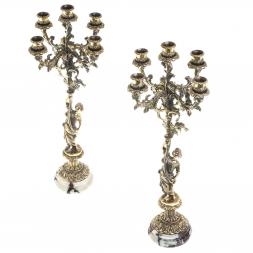 Канделябры "Диана" 10 свечей бронза мрамор (пара)