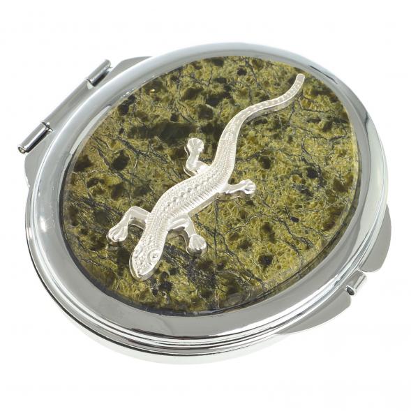 Зеркальце овальное из змеевика с ящерицей цвет серебро 122750