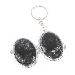 Складное зеркало брелок из серафинита овальное