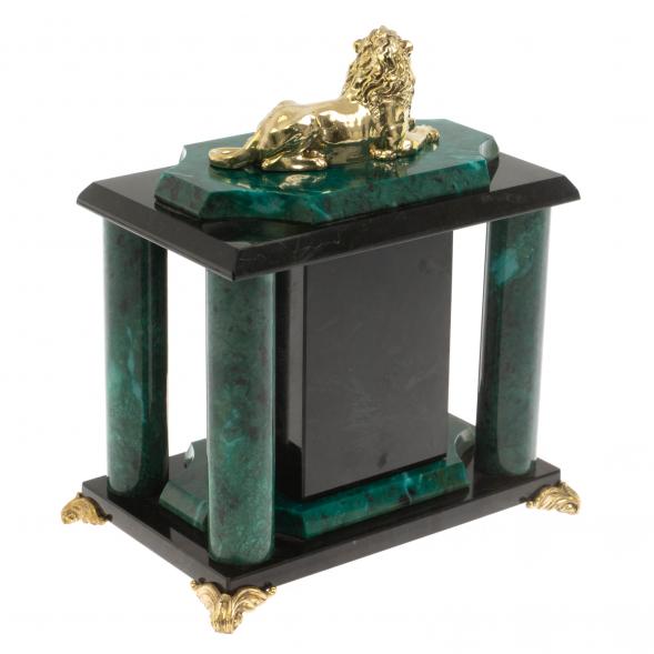 Часы настольные &amp;quot;Лев&amp;quot; из бронзы и шабровкого змеевика 129829