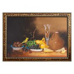 Натюрморт &amp;quot;Фрукты с канарейкой&amp;quot; багет 46х66 см, каменная крошка