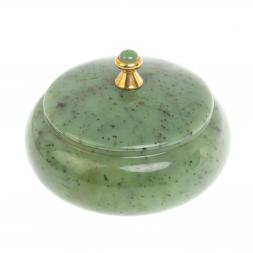 Шкатулка из нефрита круглая 11,5х11,5х8 см