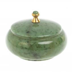Шкатулка из нефрита круглая 11,5х11,5х8 см