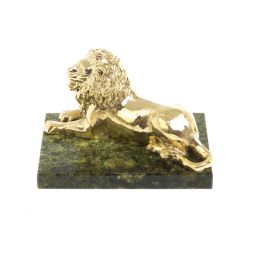 Статуэтка &amp;quot;Лев&amp;quot; из змеевика и бронзы