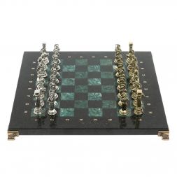 Шахматы "Афина" доска 32х32 см из змеевика