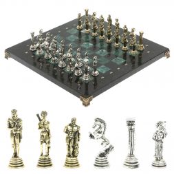 Шахматы "Афина" доска 32х32 см из змеевика
