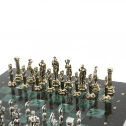 Шахматы "Афина" доска 32х32 см из змеевика