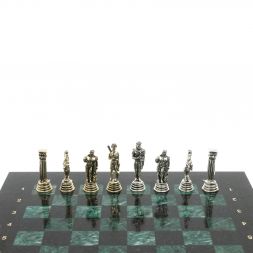 Шахматы "Афина" доска 32х32 см из змеевика