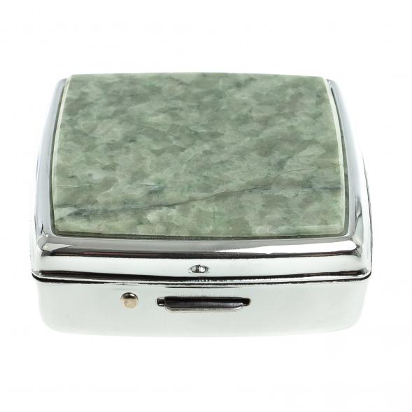 Таблетница на 2 отсека камень жадеит цвет серебро 123360