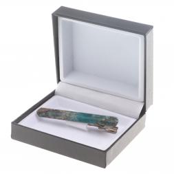 Зажим для галстука камень голубой апатит