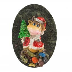 Магнит сувенирный символ года Бычок с ёлкой