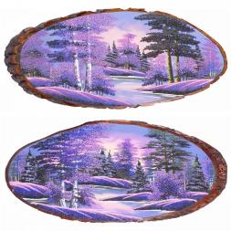 Панно на срезе дерева "Рассвет" горизонтальное 100-105 см каменная крошка