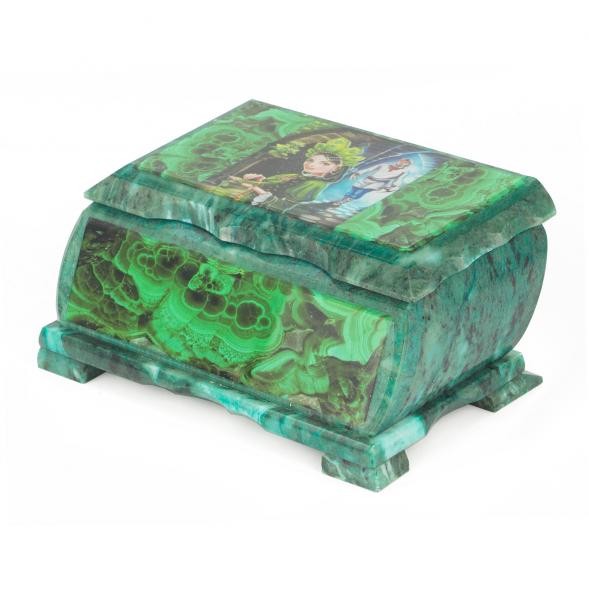 Шкатулка Хозяйка медной горы с иллюстрацией под малахит н2 17,5х10,5х8 см 118776