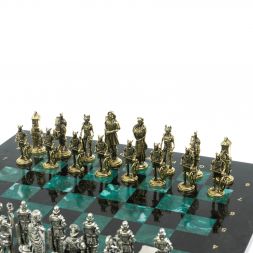 Шахматы подарочные "Галлы и Римляне" 36х36 см из змеевика