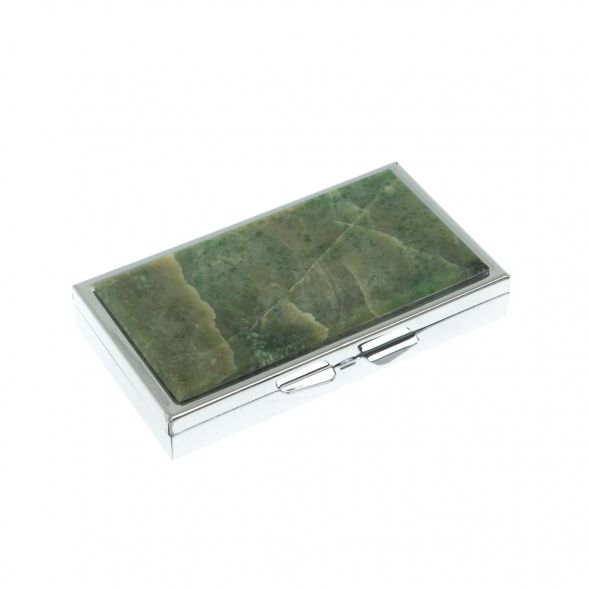 Таблетница на 7 отделений камень жадеит серебристая 129288